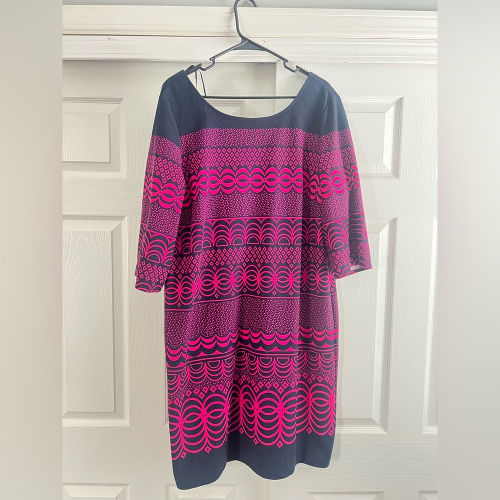 Taylor woman Blue and Pink Patterned Dress